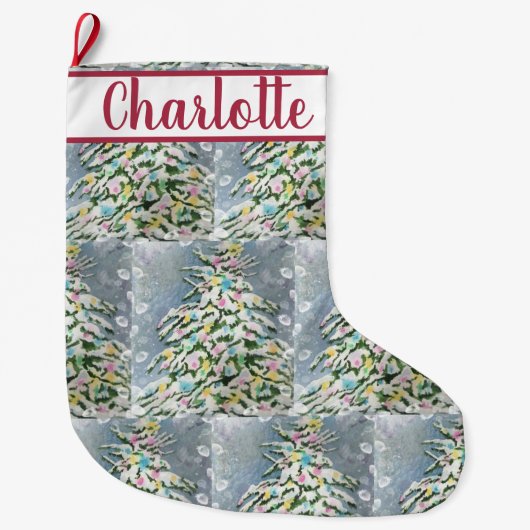 Snowy kerstboom grote kerstsok (Voorkant)