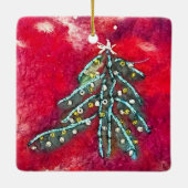 Snowy kerstboom keramisch ornament (Achterkant)