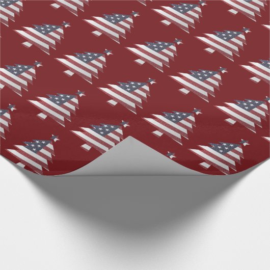 Snowy kerstboom met sterren en strips cadeaupapier (Hoek)