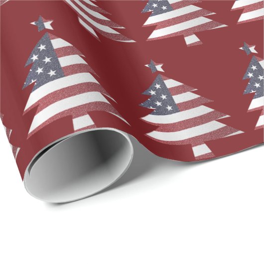 Snowy kerstboom met sterren en strips cadeaupapier (Rol Hoek)