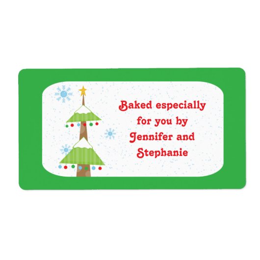 Snowy kerstboombakjes cadeaulabels voor label (Voorkant)