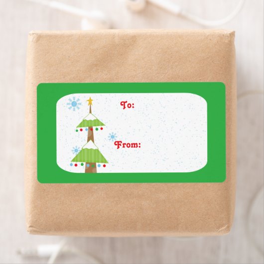 Snowy kerstboomcadeaulabels voor label (Insitu)