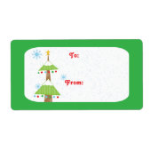 Snowy kerstboomcadeaulabels voor label (Voorkant)
