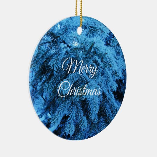 Snowy Kerstbos Keramisch Ornament (Rechts)