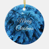 Snowy Kerstbos Keramisch Ornament (Voorkant)