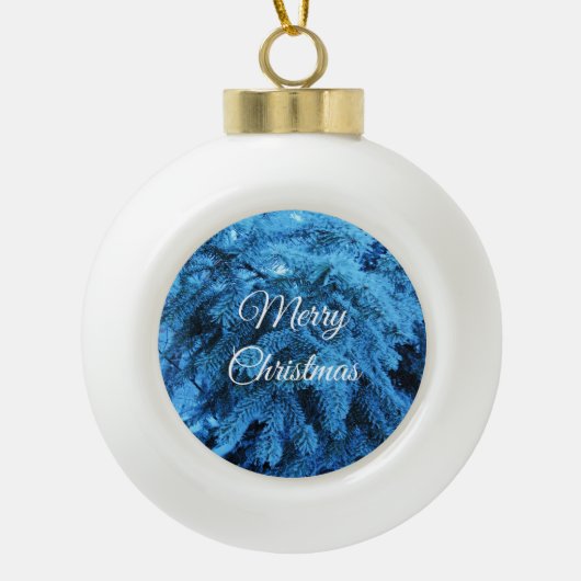 Snowy Kerstbos Keramische Bal Ornament (Voorkant)
