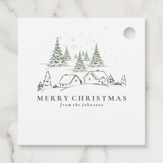 Snowy kerstdorp bedankjes labels (Achterkant)