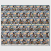 Snowy kerstdorp cadeaupapier (Vlak)