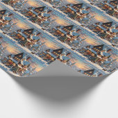 Snowy kerstdorp cadeaupapier (Hoek)