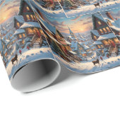 Snowy kerstdorp cadeaupapier (Rol Hoek)