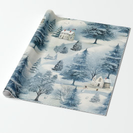 Snowy kerstdorp cadeaupapier
