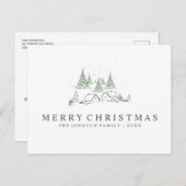 Snowy kerstdorp feestdagenkaart (Voorkant / Achterkant)