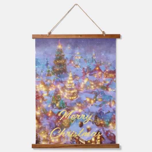 Snowy Kerstdorp Hangend Wandkleed (Voorkant)