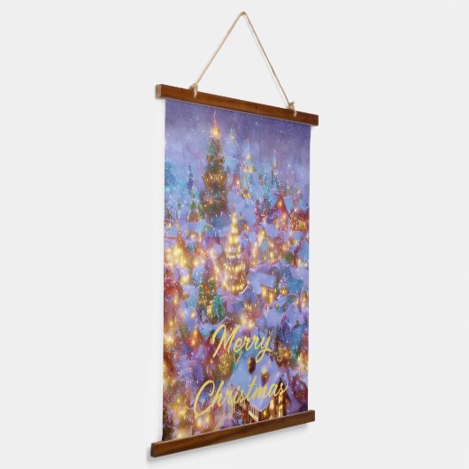 Snowy Kerstdorp Hangend Wandkleed (Gebogen)