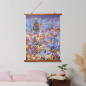 Snowy Kerstdorp Hangend Wandkleed (Slaapkamer)