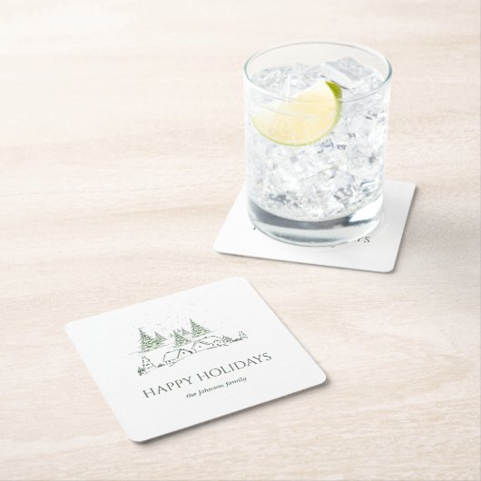 Snowy kerstdorp kartonnen onderzetters (Insitu)