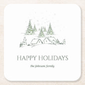 Snowy kerstdorp kartonnen onderzetters (Voorkant)