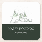 Snowy kerstdorp kartonnen onderzetters (Voorkant)