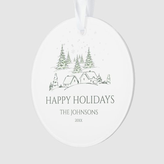 Snowy kerstdorp ornament (voorkant)