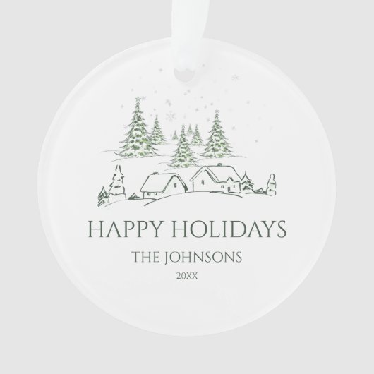 Snowy kerstdorp ornament (voorkant)