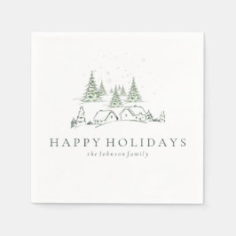 Snowy kerstdorp servet