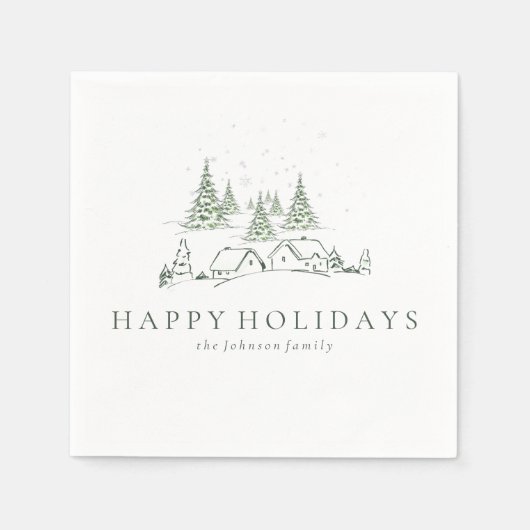 Snowy kerstdorp servet (Voorkant)