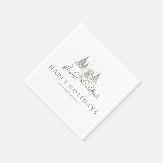 Snowy kerstdorp servet (Hoek)