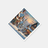 Snowy kerstdorp servet (Hoek)