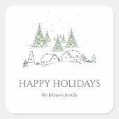 Snowy kerstdorp vierkante sticker (Voorkant)