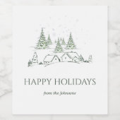 Snowy kerstdorp wijn etiket (Enkel label)