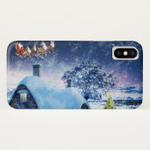 Snowy Kersthuis en Santa Case-Mate iPhone Case (Achterkant (horizontaal))