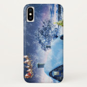 Snowy Kersthuis en Santa Case-Mate iPhone Case (Achterkant)
