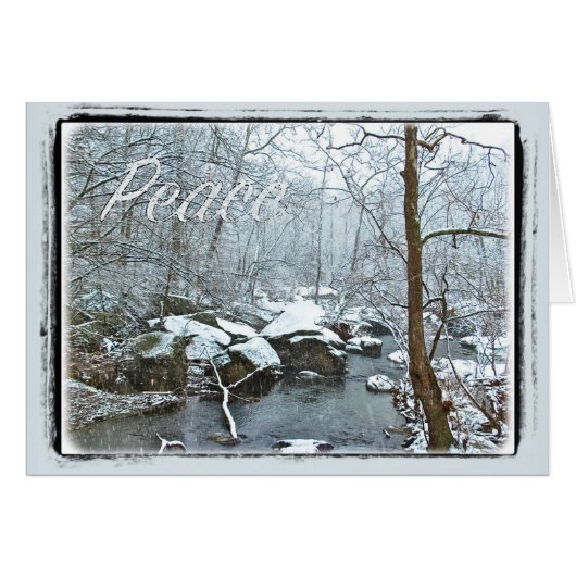 Snowy kerstkreek - Vrede - Wenskaart (Voorkant Horizontaal)