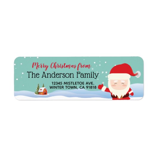 Snowy Kerstman Sinterklaas Retouradres Label (Voorkant)