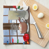 Snowy Kerstmis Eve Kitchen Towels Theedoek (Quarter Fold)