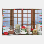 Snowy Kerstmis Eve Kitchen Towels Theedoek (Horizontaal)
