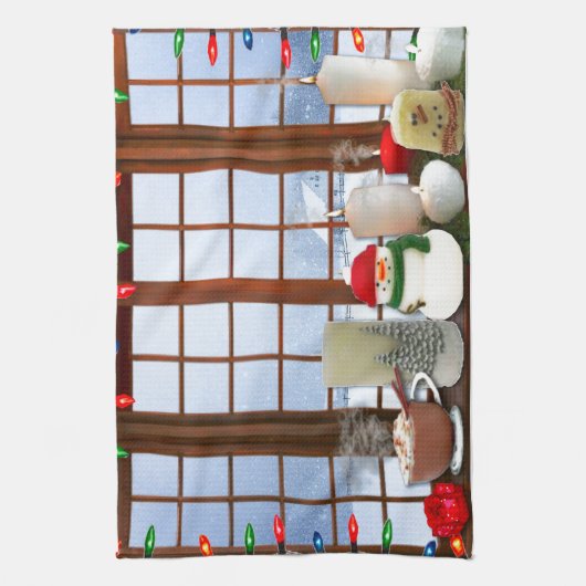Snowy Kerstmis Eve Kitchen Towels Theedoek (Verticaal)