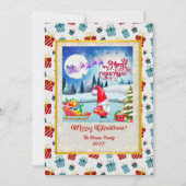Snowy Kerstmis Gnome en Santa's slee geschenken Feestdagenkaart (Voorkant)