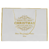 Snowy Kerstmis Gnome en Santa's slee geschenken Groot Cadeauzakje (Achterkant)