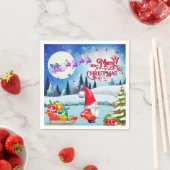 Snowy Kerstmis Gnome en Santa's slee geschenken Servet (Insitu)