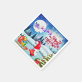 Snowy Kerstmis Gnome en Santa's slee geschenken Servet (Hoek)