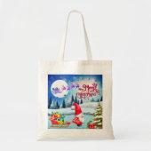 Snowy Kerstmis Gnome en Santa's slee geschenken Tote Bag (Voorkant)