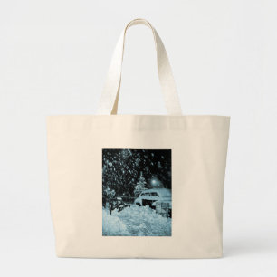 Snowy Kerstmis in New York City  Grote Tote Bag