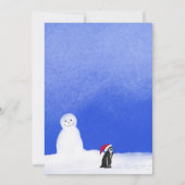 Snowy Kerstmis met blauwe rode pinguïn Kaart (Achterkant)