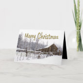Snowy Kerstmis Rustic Barn Typografie Feestdagen Kaart (Voorkant)