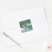 Snowy Kerstmis Scene Vierkante Sticker (Envelop)