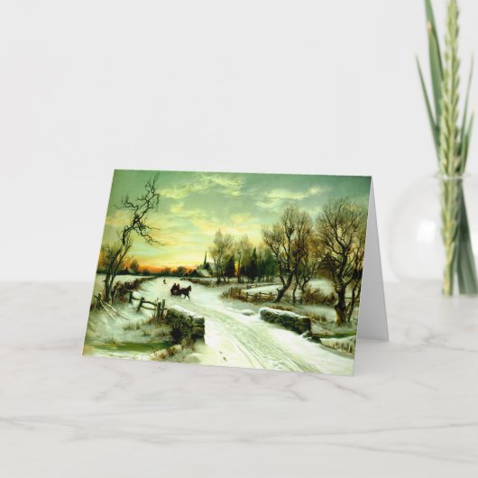 Snowy Kerstochtend Feestdagen Kaart (Voorkant)