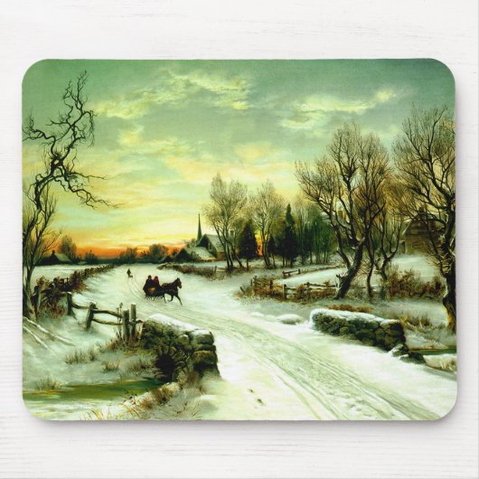 Snowy Kerstochtend Muismat (Voorkant)