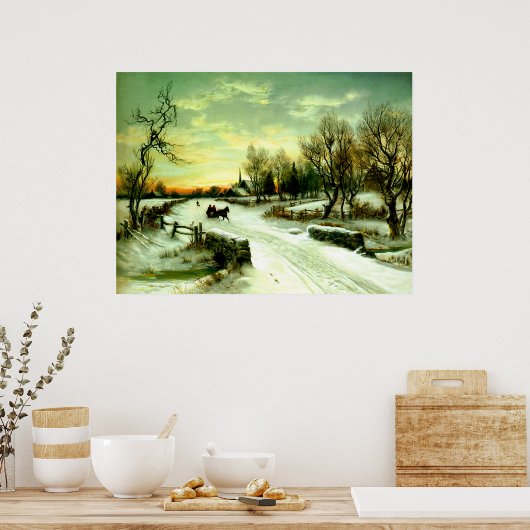 Snowy Kerstochtend Poster (Keuken)