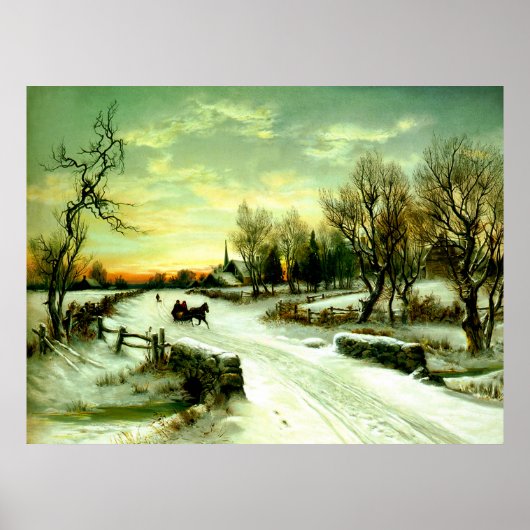 Snowy Kerstochtend Poster (Voorkant)